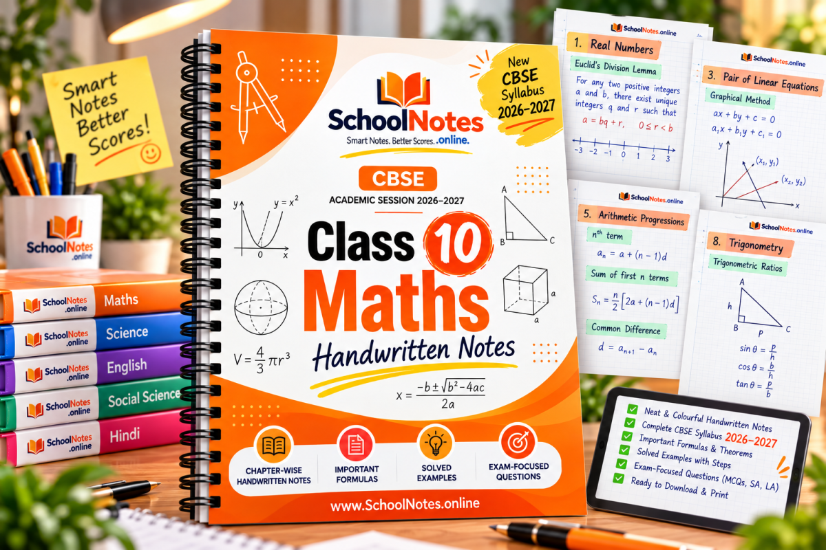 CBSE CLASS 10 MATHS HANDWRITTEN NOTES cover